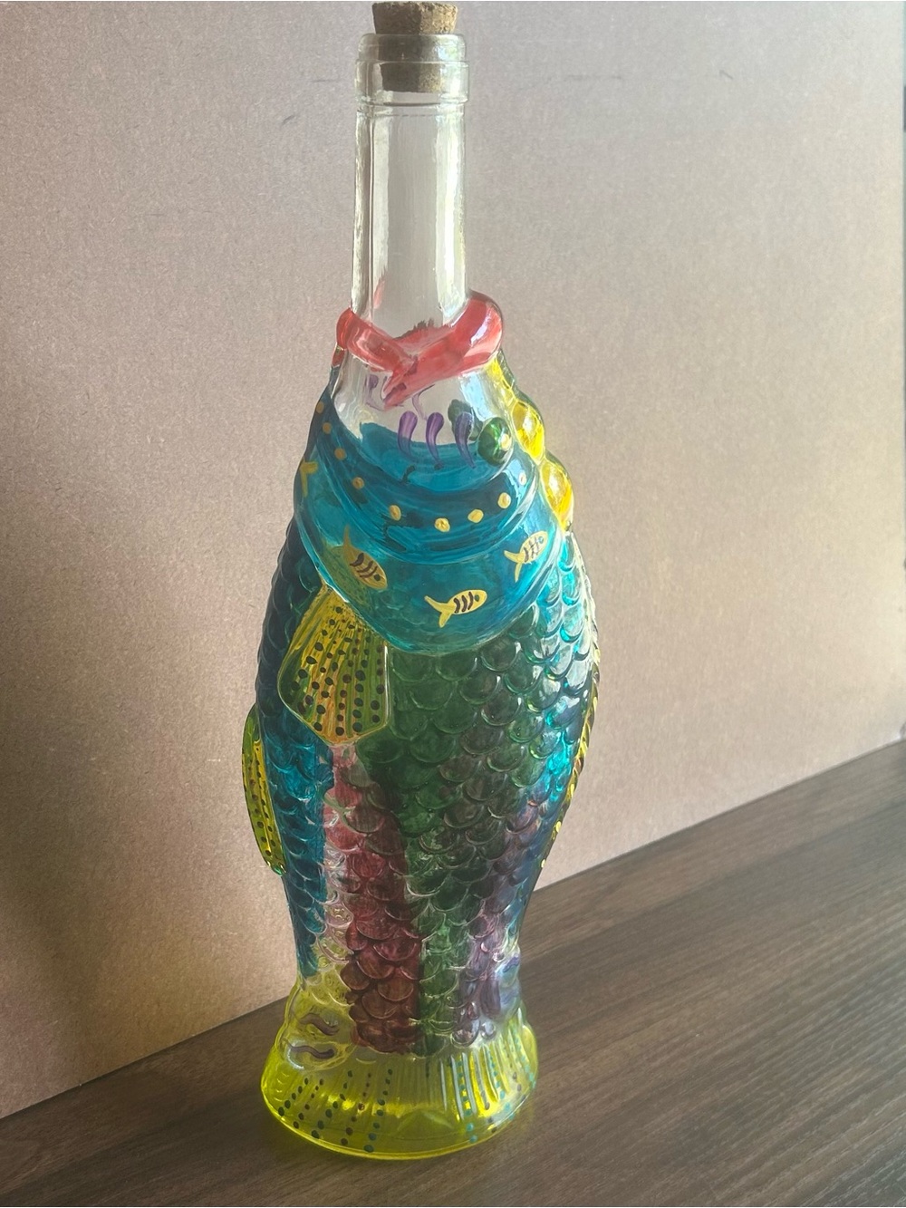 Handblown Glass Fish Bottle - Multicolor